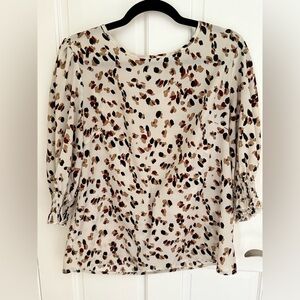 SHEIN Cream and Brown Patterned Blouse